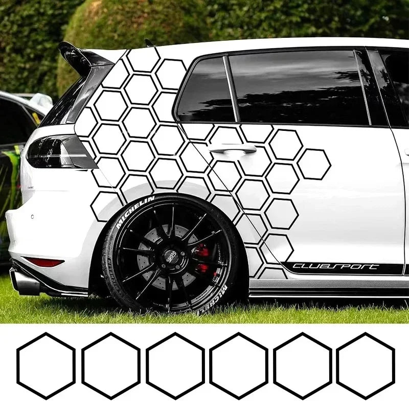 8PCS Honeycomb Hexagon Vinyl Stickers Sport Open Pattern Decals