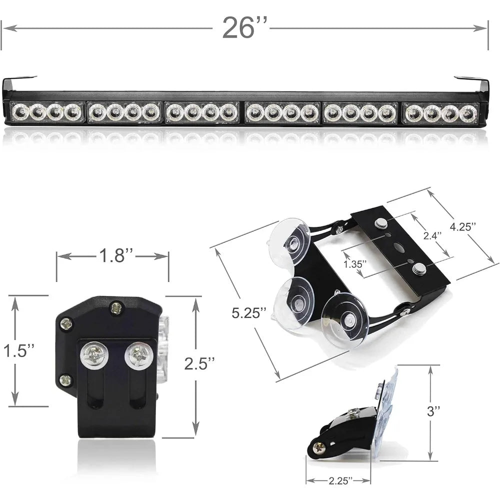 24 Blue Modes Emergency Warning Traffic Advisor Strobe Bar