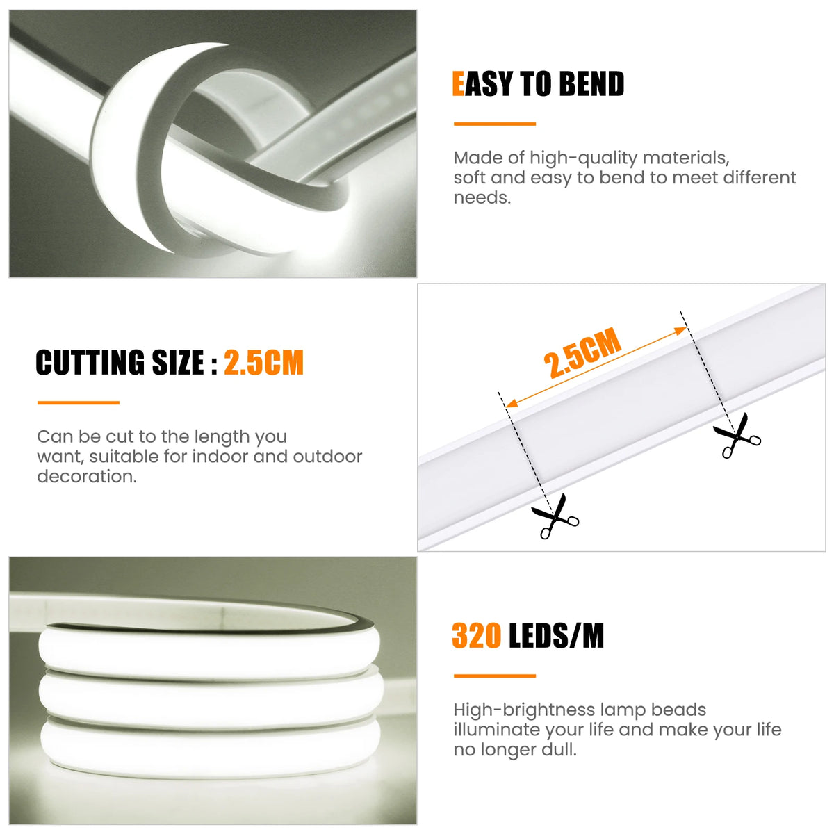For Decor 5V USB Cob Strip On Off Touch Dimmer 3keys