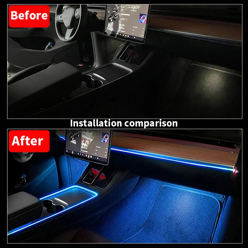For Tesla Model 3 Y 2021 Center Console Dashboard Neon Tubes