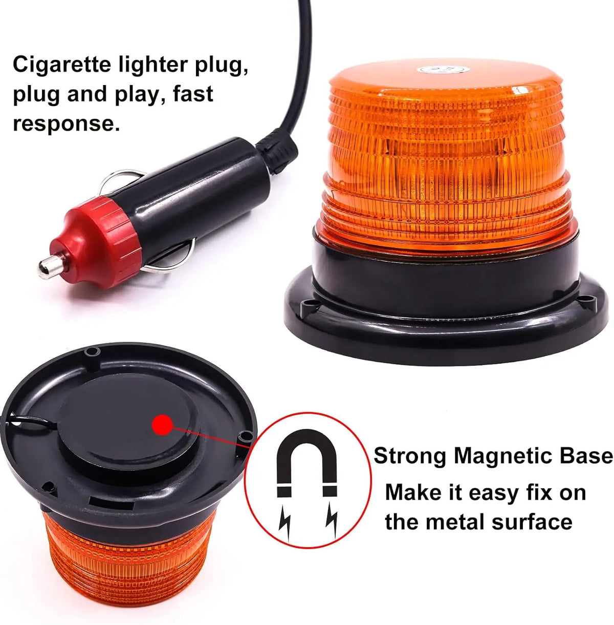 Yellow Blue Red 12V 24V Magnetic Mounted Strobe Flashing