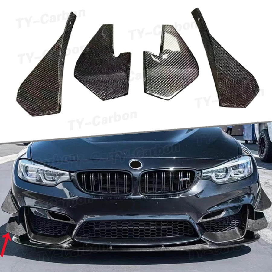 For BMW F80 M3 F82 F83 Real Carbon Fiber Front Splitter Side