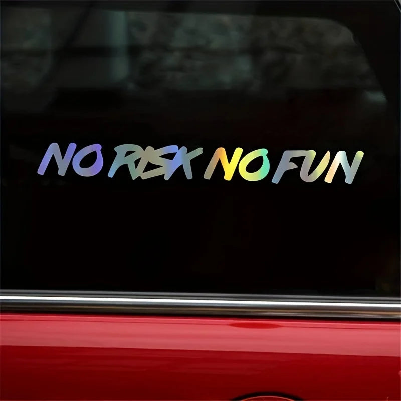 22CM 2.4cm No Risk Fun Sticker Decal Black White