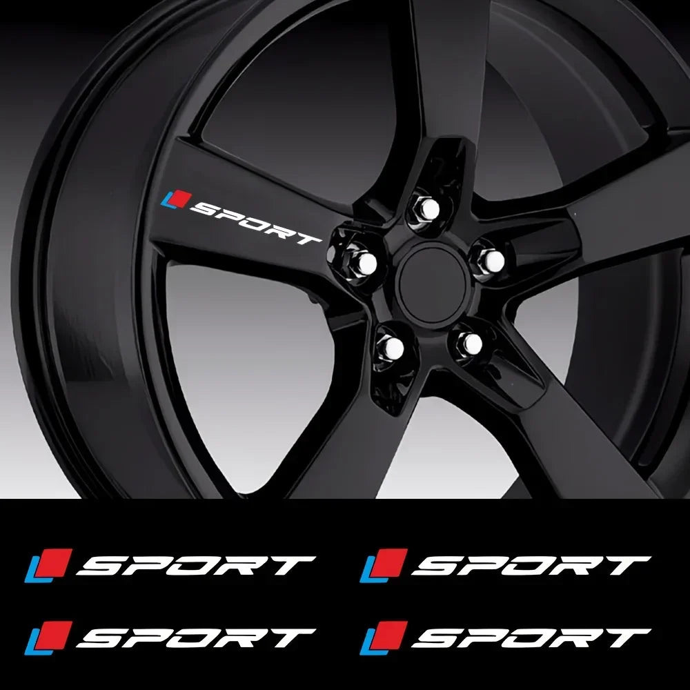 Wheel Rim Hub Decal Sticker 4PCS Sport Pattern Waterproof