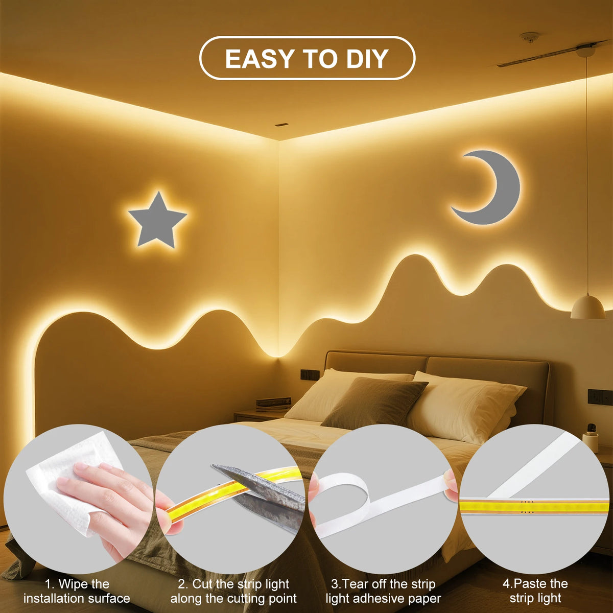 8MM Cut Cob Strip 400leds M 12V 24V Density