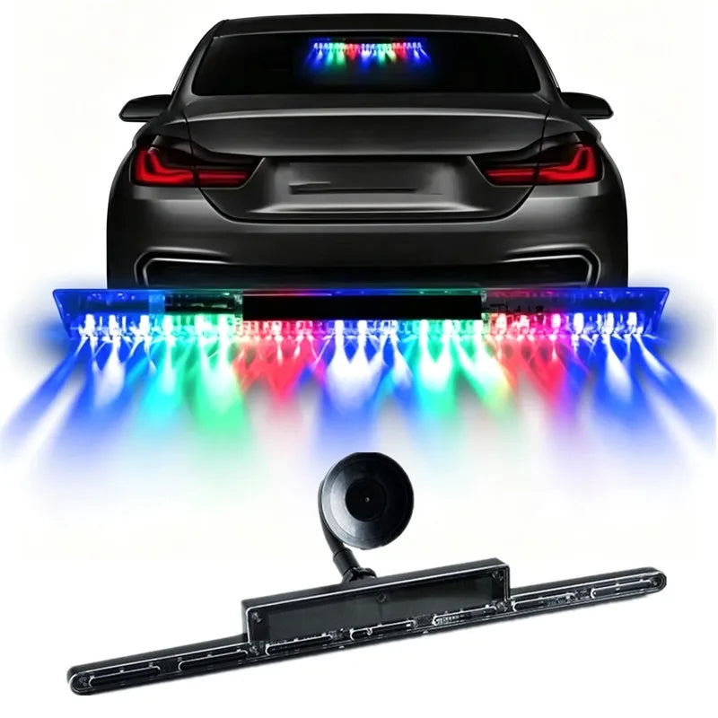 For Auto Solar Strobe Emergency Windshield Flash Warning RGB