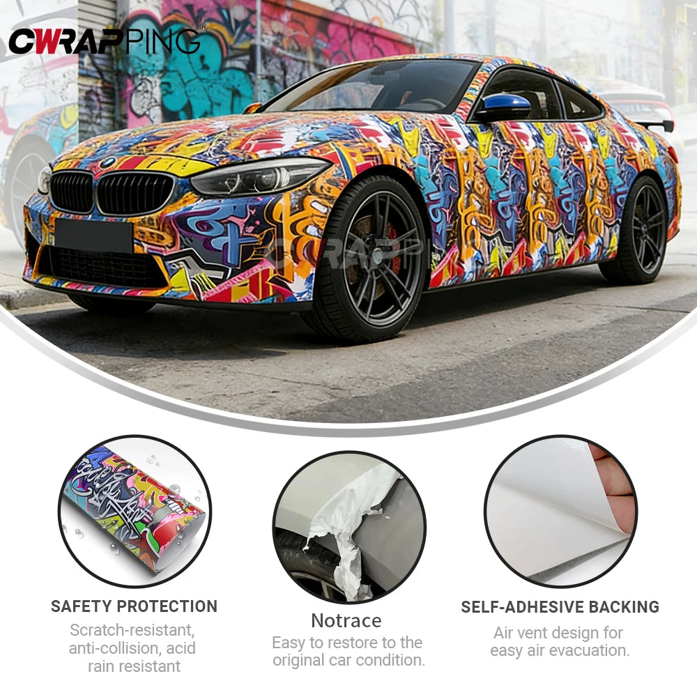 Graffiti Film Stickers Wrap Vinyl Motorcycle Outdoor Body