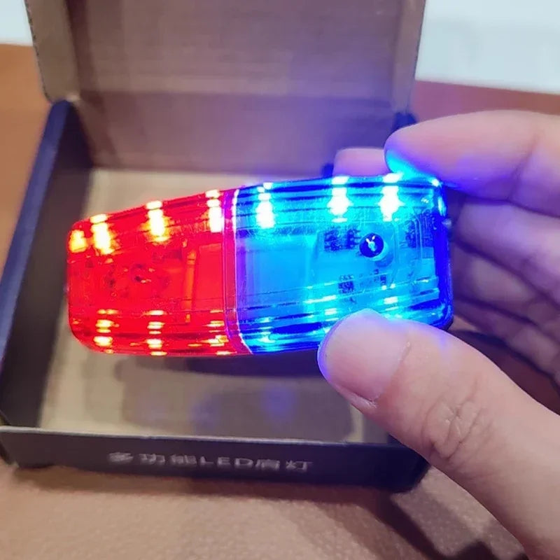 USB Rechargeable Clip White Lighting Red Blue Shoulder Tool