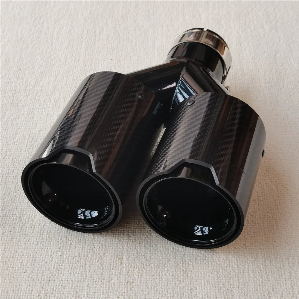 For BMW Series Pair Dual Outlet Glossy Black Carbon Muffler