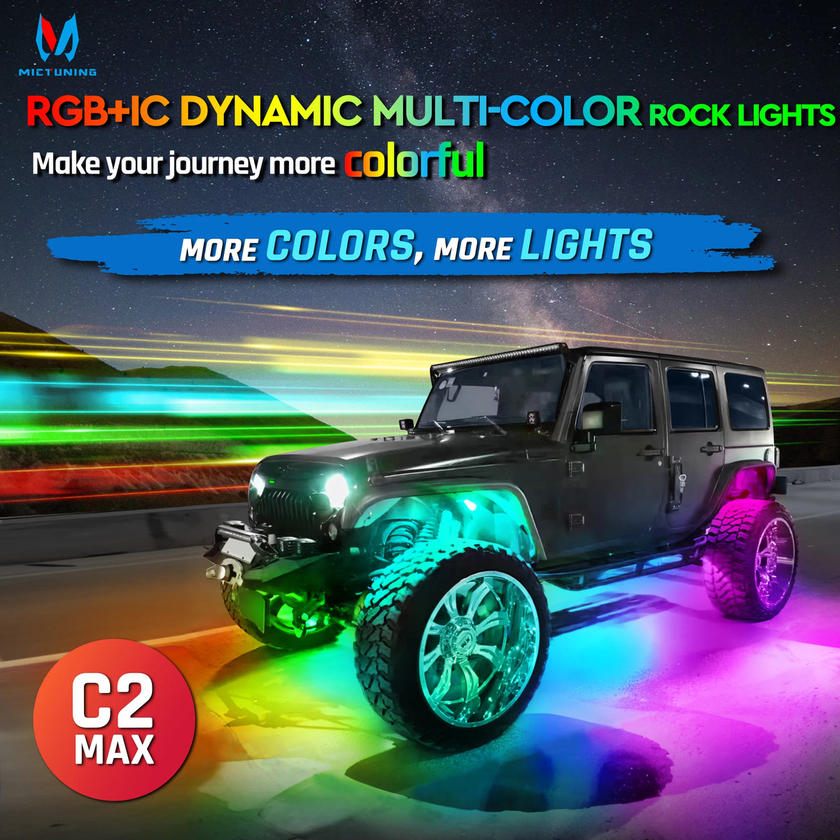 Mictuning C2 Rgbic Rock Kit 10-pod Underglow Lighting APP
