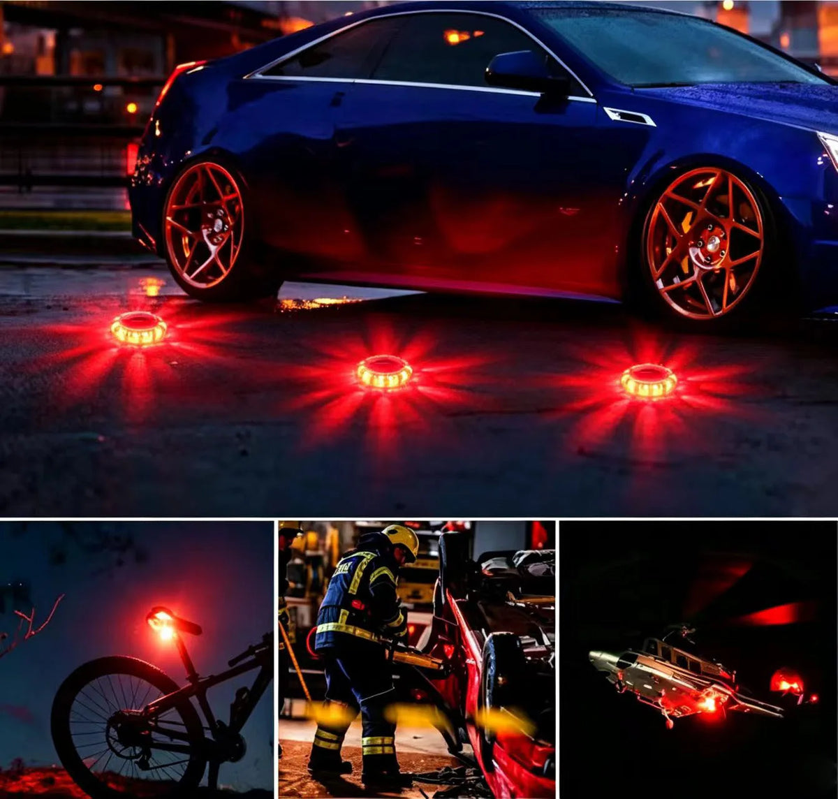 6PCS USB Rechargeable Road Flares Emergency Roadside Warning
