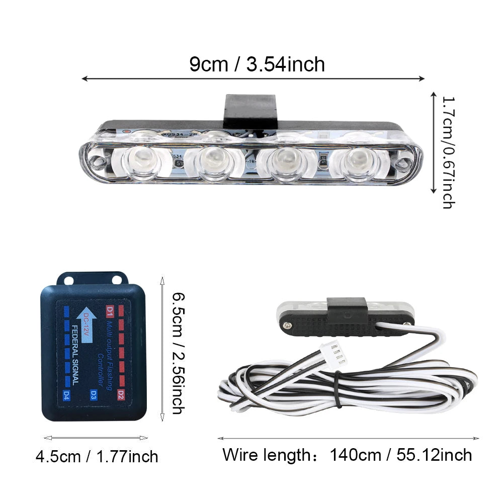 Yellow Strobe Modules Grille Emergency Flash Wireless Remote
