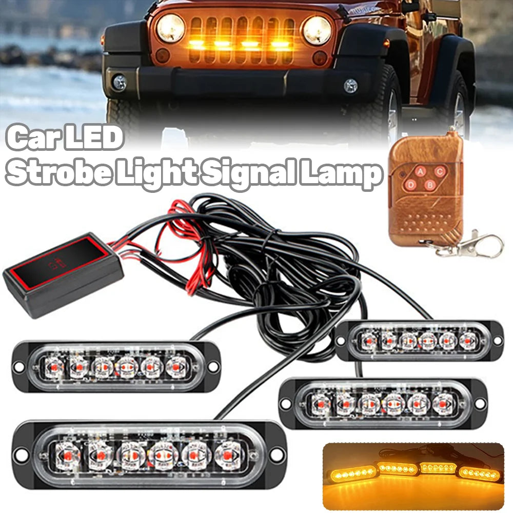 12V Warning Strobe Emergency Signal Brightness Amber Blue Red