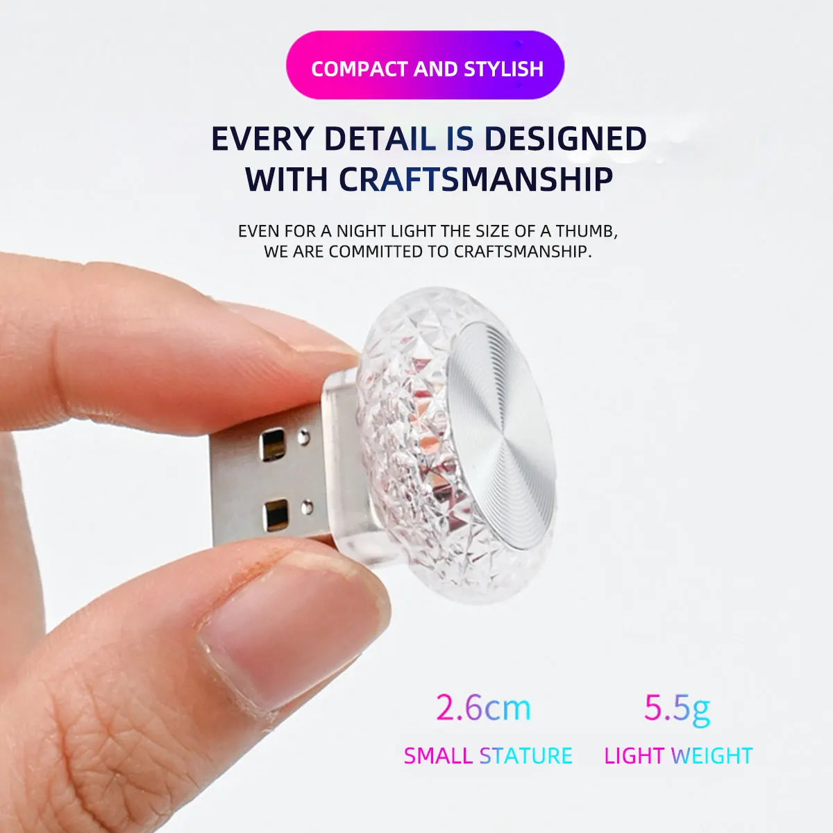 1PC USB Portable Ambient MINI Atmosphere Plug Play Interior