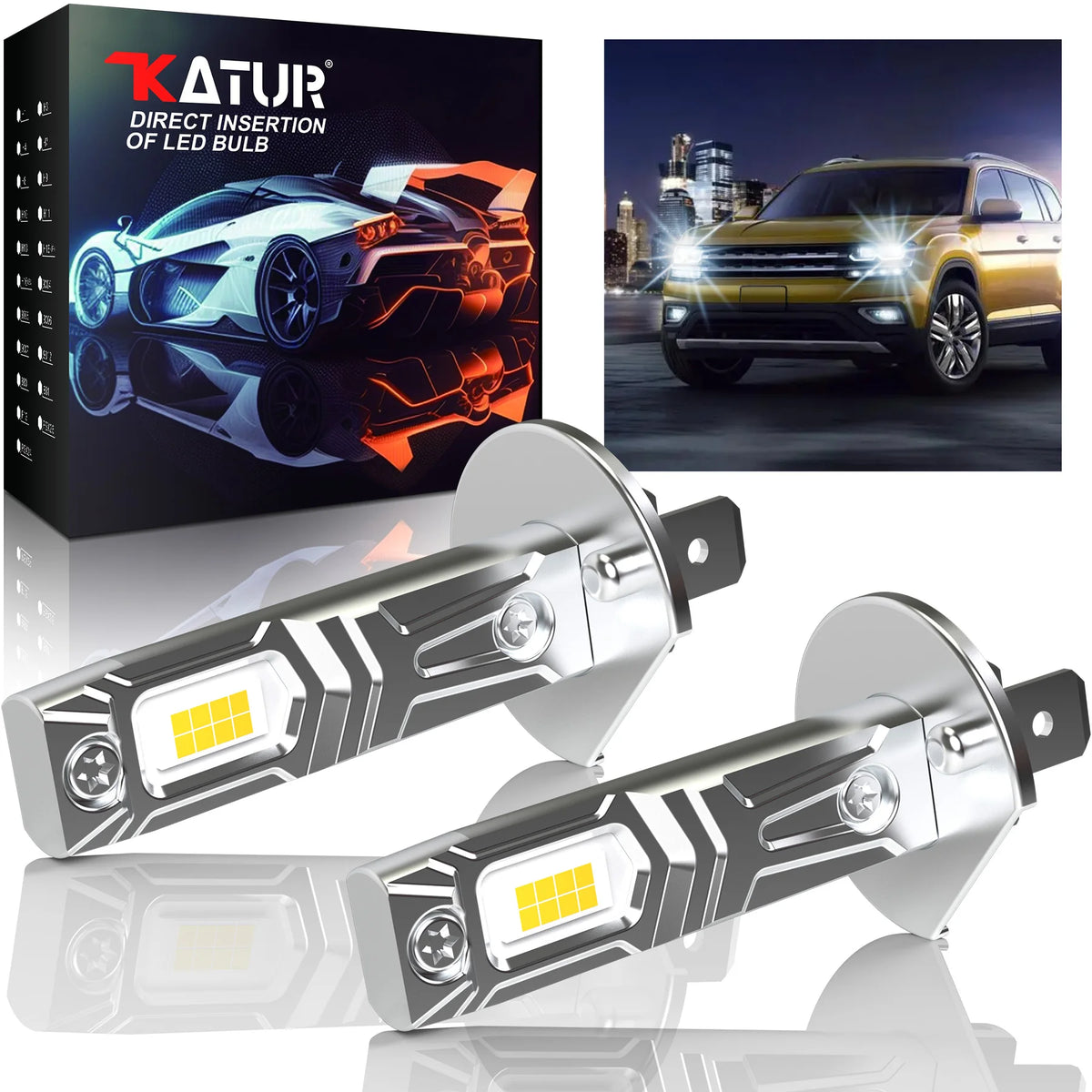 For Ford Fiesta Focus MK2 MK3 Katur 2PCS Upgrade H1 Headlight