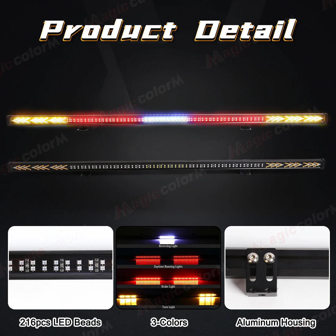 Inch Strobe Warning Drl 216LED Traffic Windshield Brake Reversing