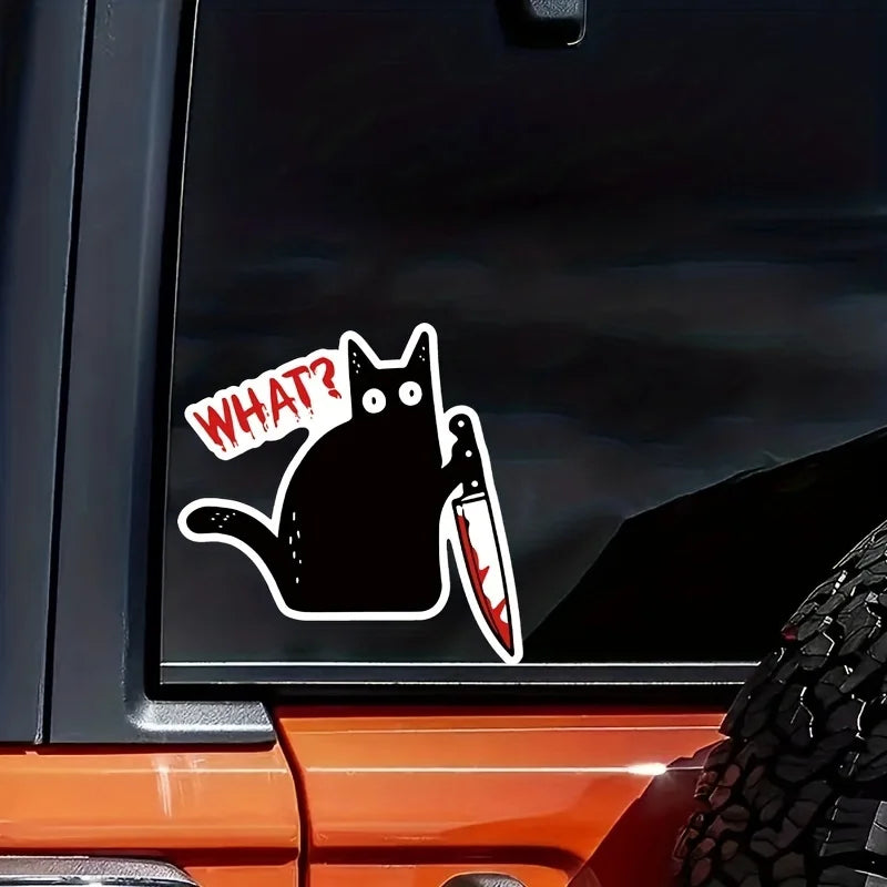 For Windows Wal Funny Murderous Cat Holding Knife Halloween