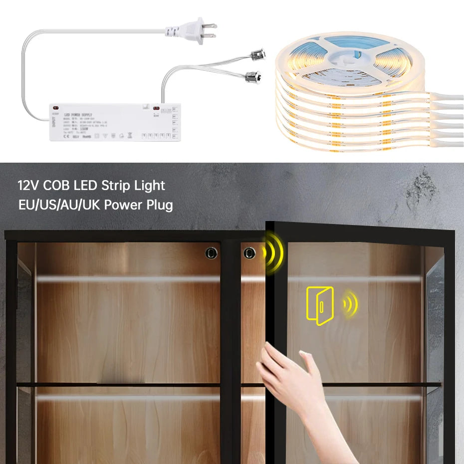 For Closet Wardrobe Lighting 1-6pcs Cob Strip Smart Double Door