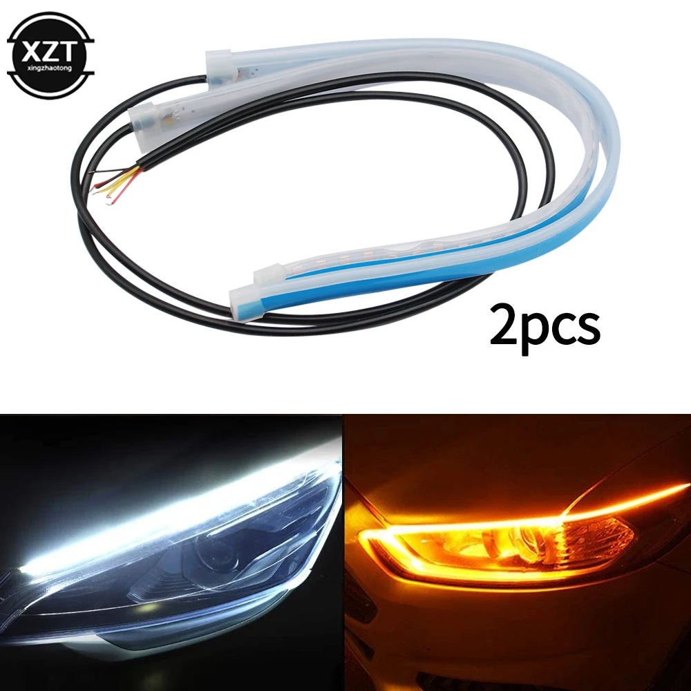 1pair Drl ultra-thin Daytime Running Flexible Waterproof Turn