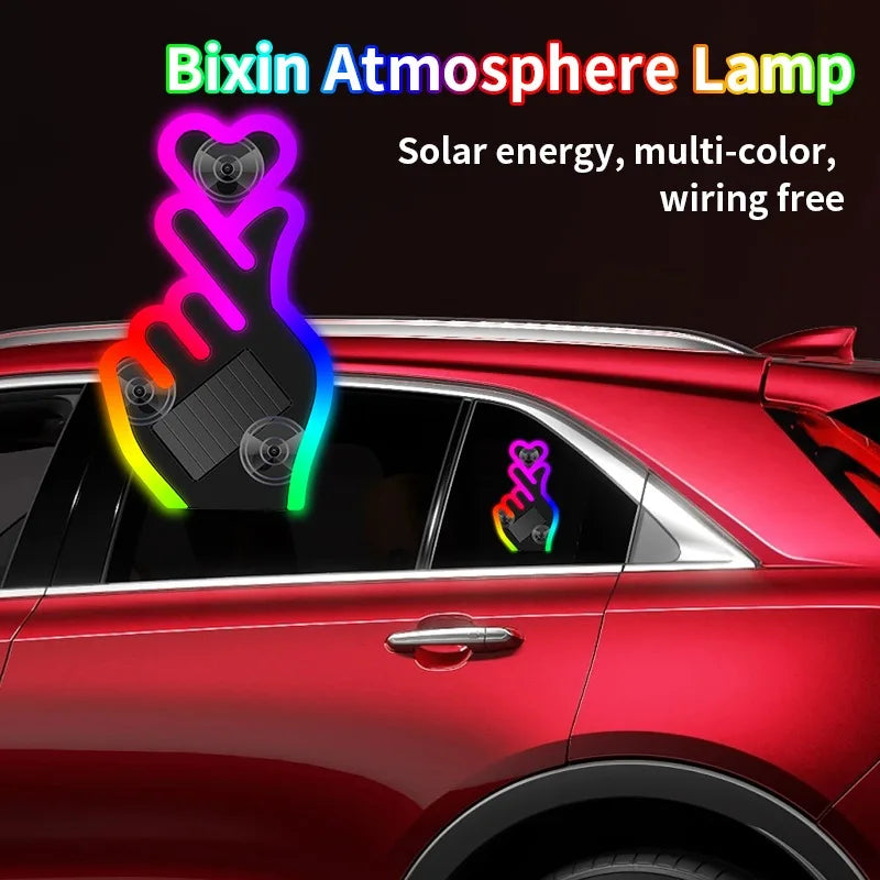 3.7v USB Solar Powered no-wire Heart Neon Signal Windshield