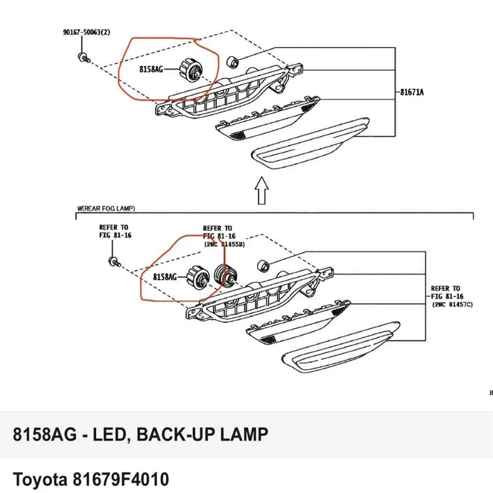 For Toyota C-HR Yaris Lexus Ux Reverse Bulb Automobiles Parts