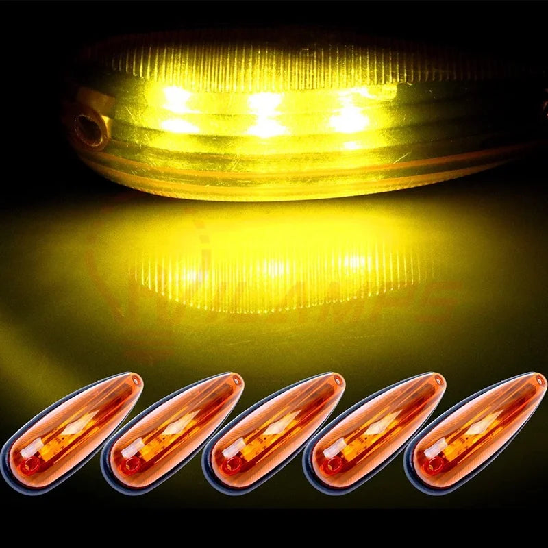 5X Amber Trailer Truck Bus 3LED Cab Roof Marker