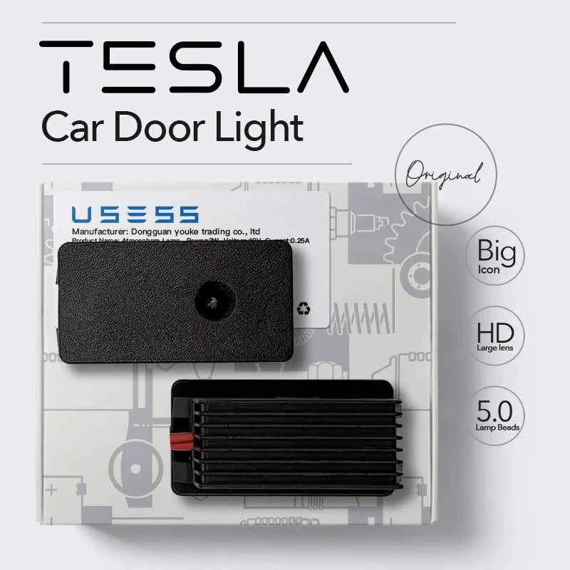For Tesla Model3 2PCS Door Modely Models Hd Shadow Projector
