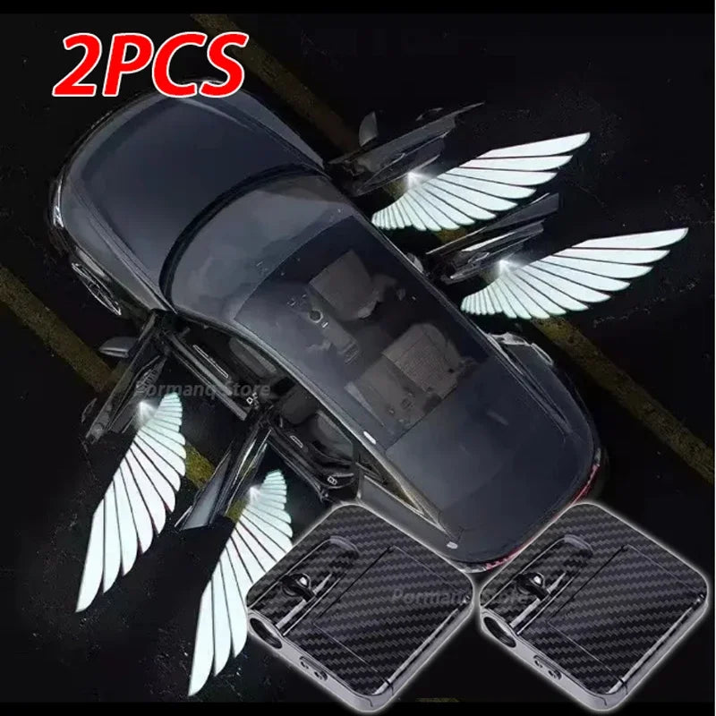 2PCS Angel Wings Wireless Door Welcome Courtesy Shadow Projector