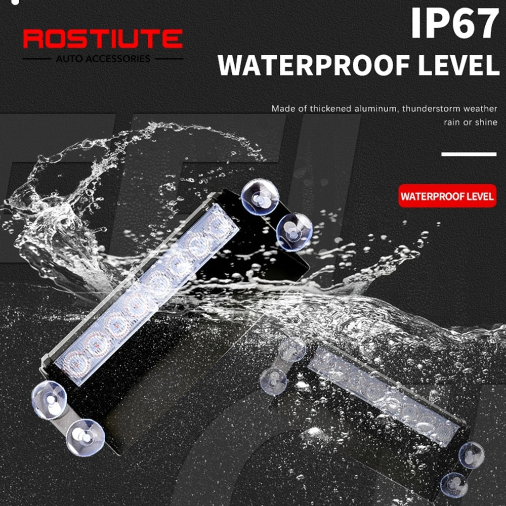 12V 8LED Strobe Warning Flashing Stroboscopes Suction Cup Plug