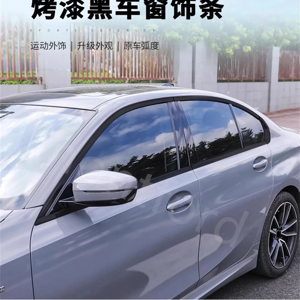 For BMW 5 Series G30 2018-2023 Black Steel Window Molding Frame
