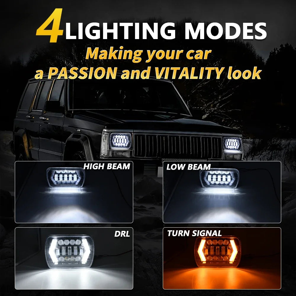 For Toyota Pickup Headlight 5X7 6X7 Drl Brightest Truck hi-lo