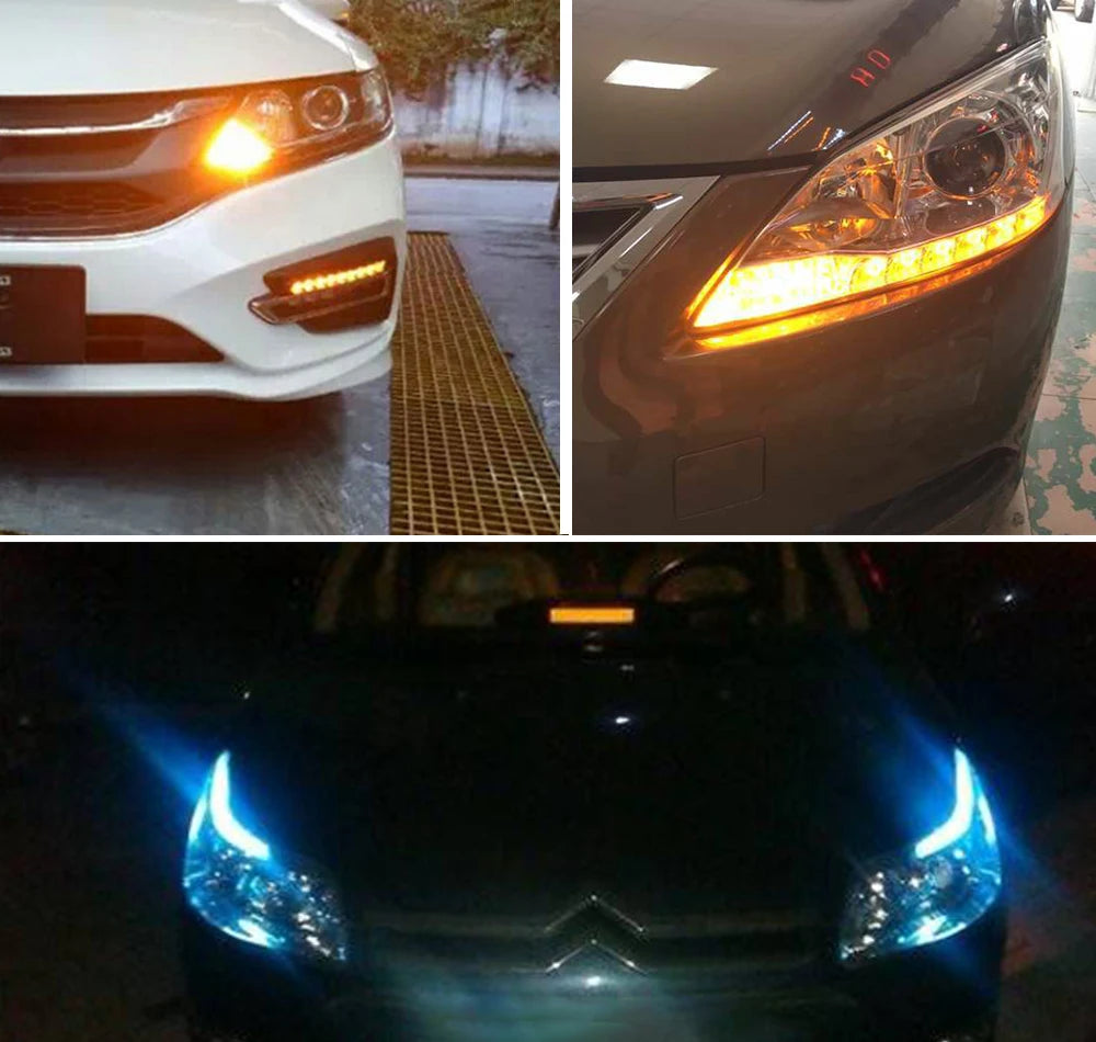 2X Arrow Daytime Running 12V Drl Switchback Strips Amber
