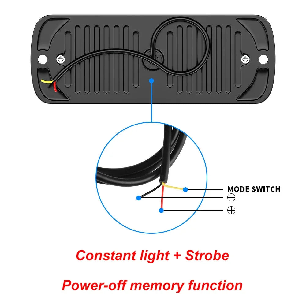 1PCS Strobe Warning Grille Flashing Truck Amber Traffic 12V