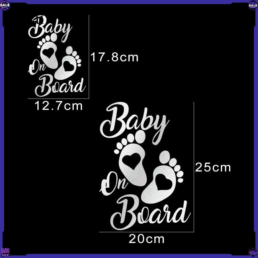 Baby On Board Warnning Reflective Sticker Cute Foot Step
