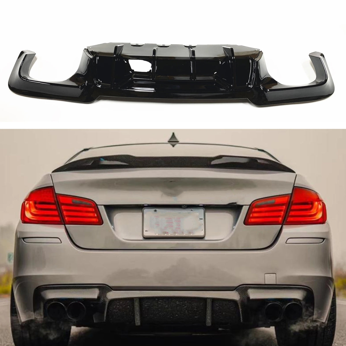 For BMW 5 Series F10 F11 Mt Gloss Black Carbon Fiber Look Rear