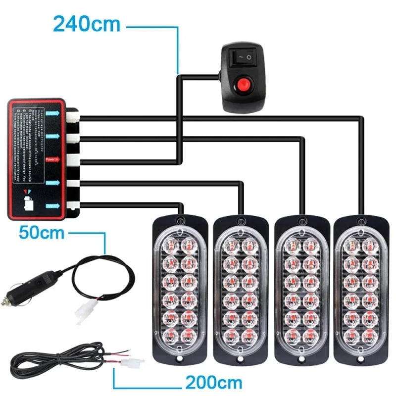 Strobe Flashing 48 Emergency Orange 12V Warning