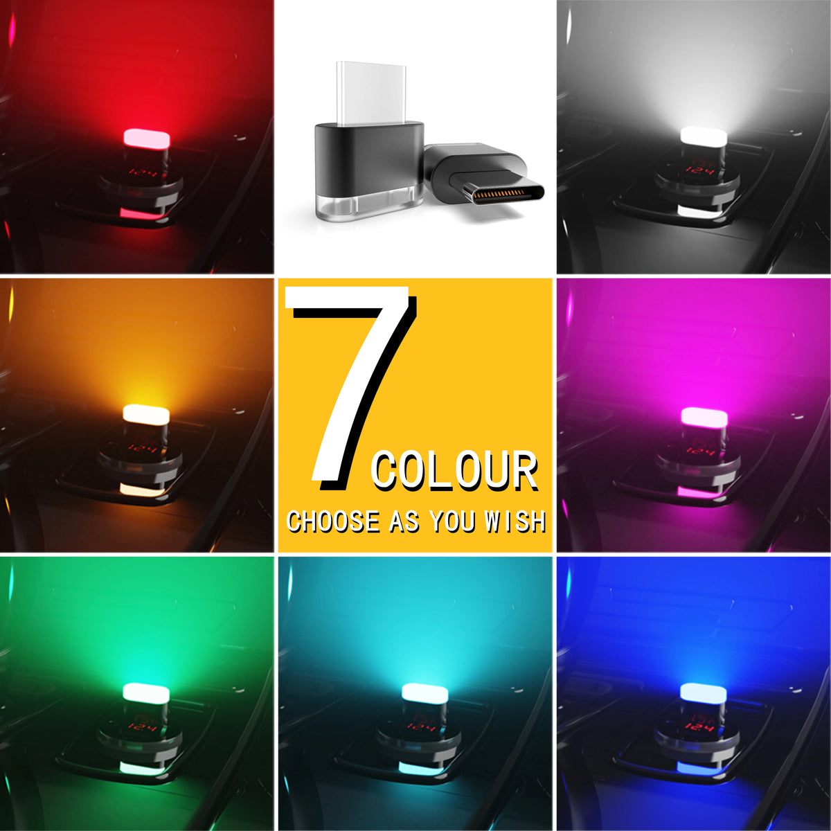 4PCS type-c Interface Ambient Ligh USB Interior Plug Play