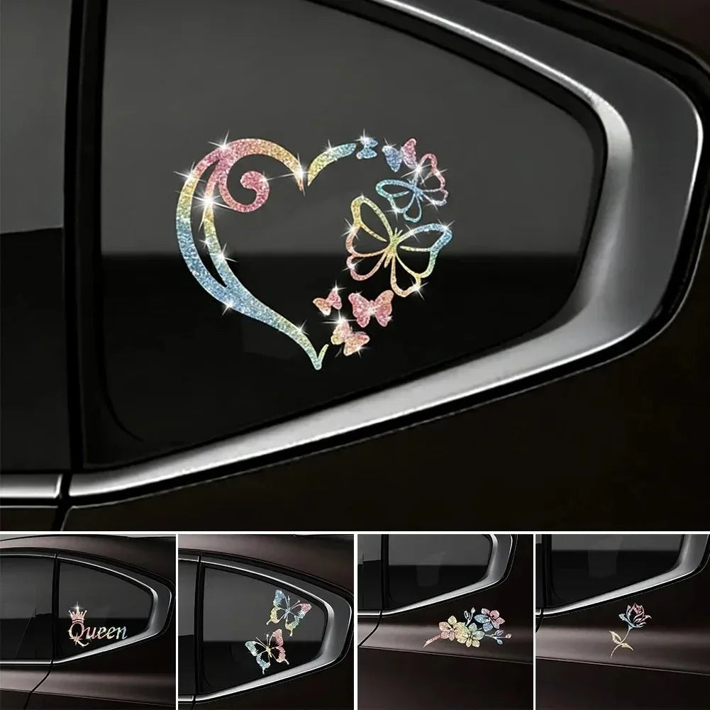 Sparkling Sandblasted Reflective Pvc Sticker Crown Queen