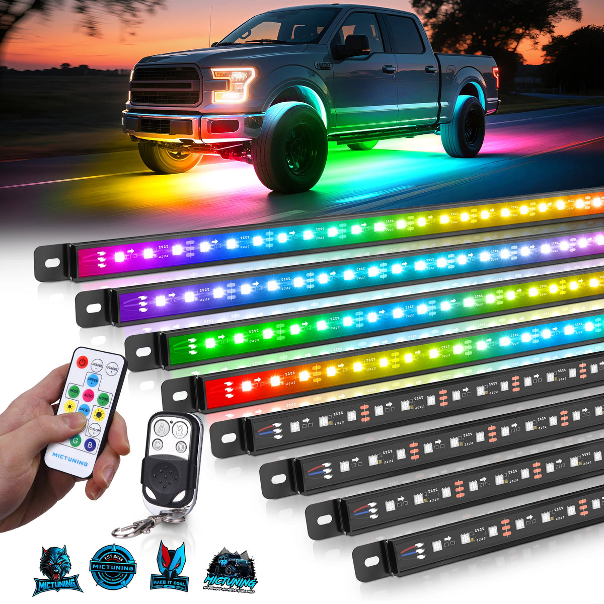 Mictuning U8 Underglow Bar Kit Rgbic RGB Strips Aluminum