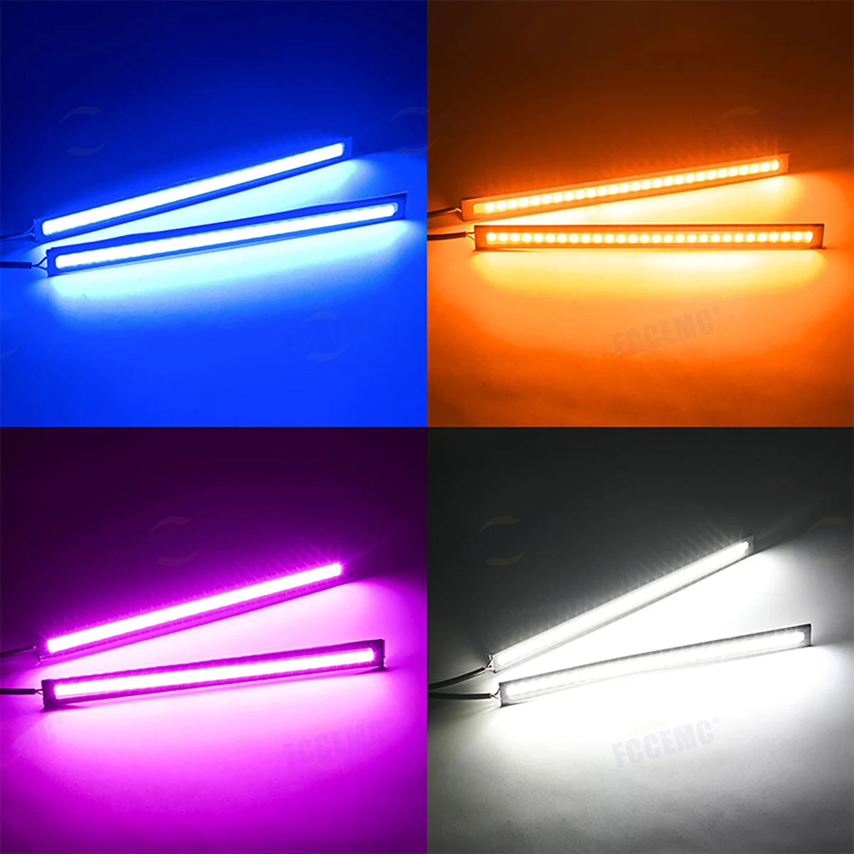 2PCS Ultra Thin Bright Cob Daytime Running Waterproof Night