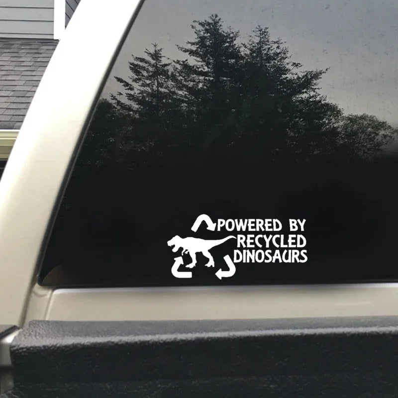 Fashion Powered By Recycled Dinosaurs Decal Black Silver Sticker