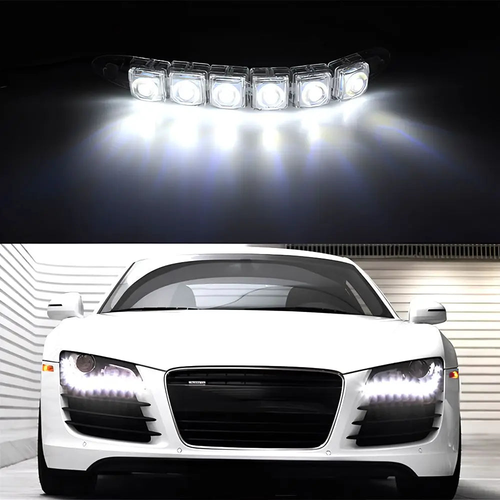 2X Day Drl Daytime Running Flexible 6LED Parking White
