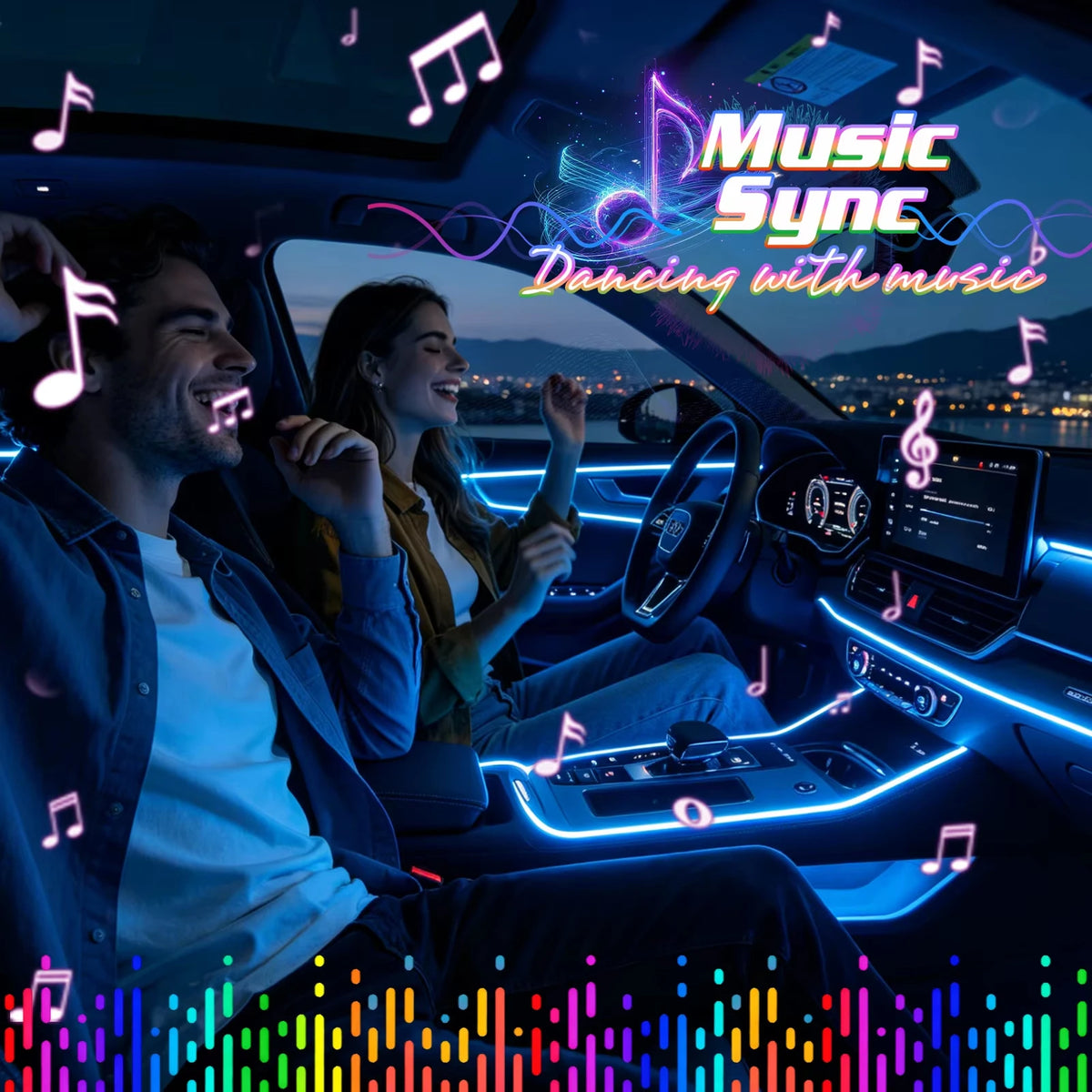 RGB Ambient Strip Kit Million Colors Interior APP Remote