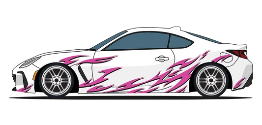Flame Design Pattern Suitable Wrapping Sticker Side Graphic