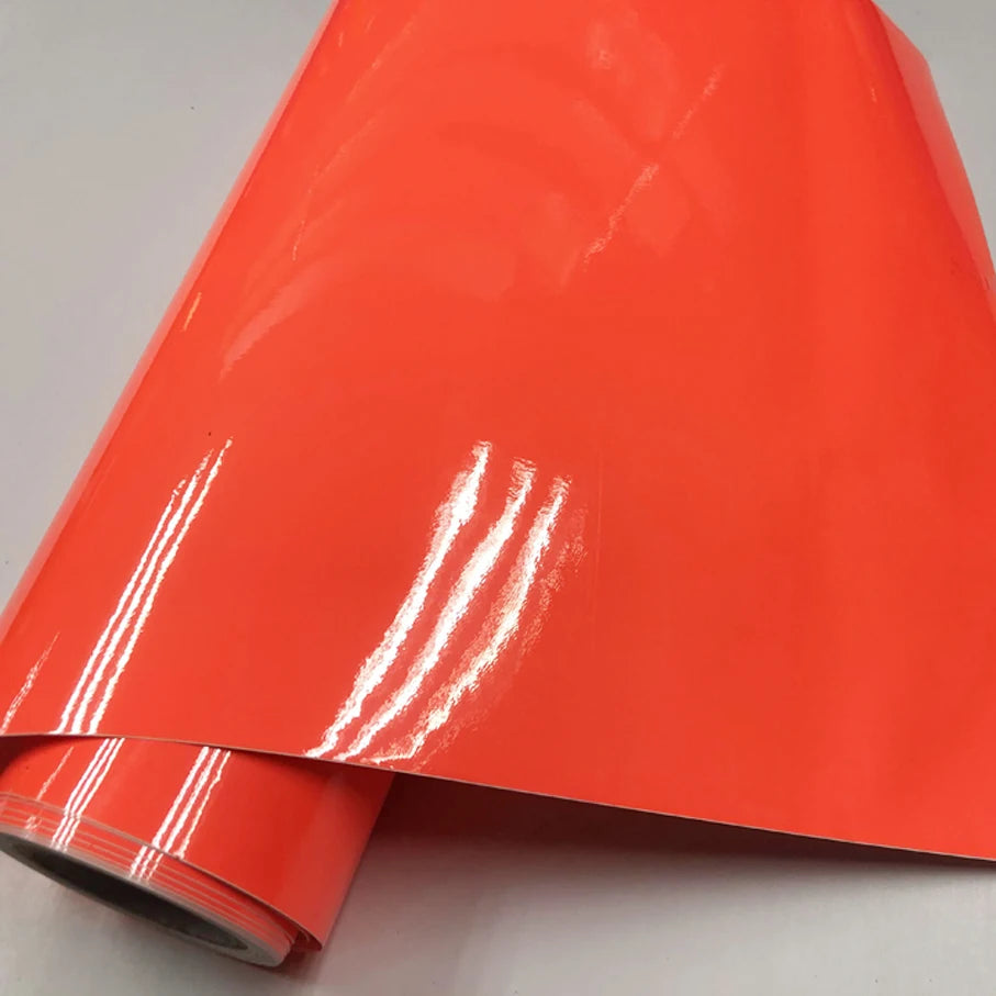 50x152cm Glossy Fluorescent orange-red Wrap Foil Motorcycle