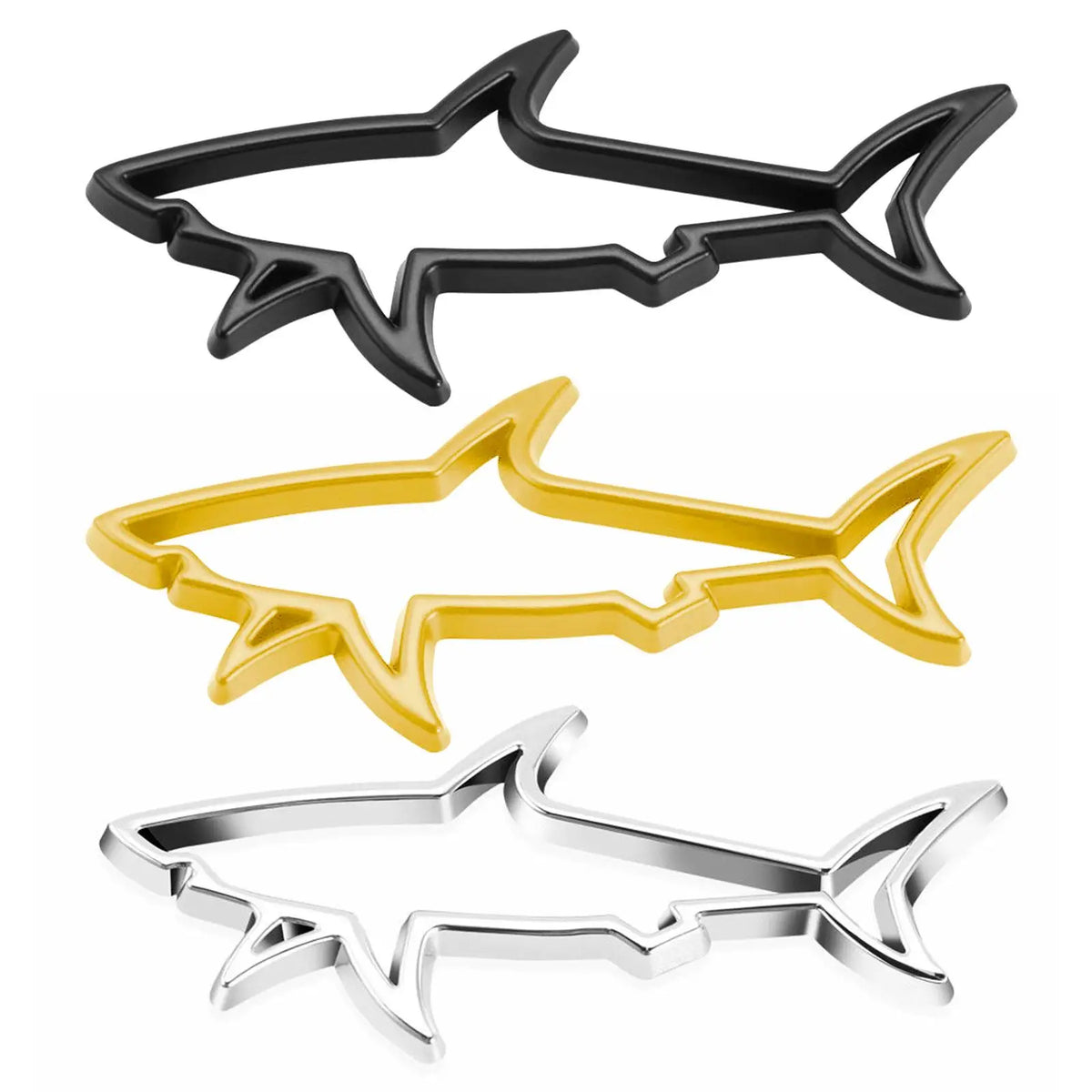 3D Metal Sticker Hollow Shark Emblem Badge Decals Automobiles