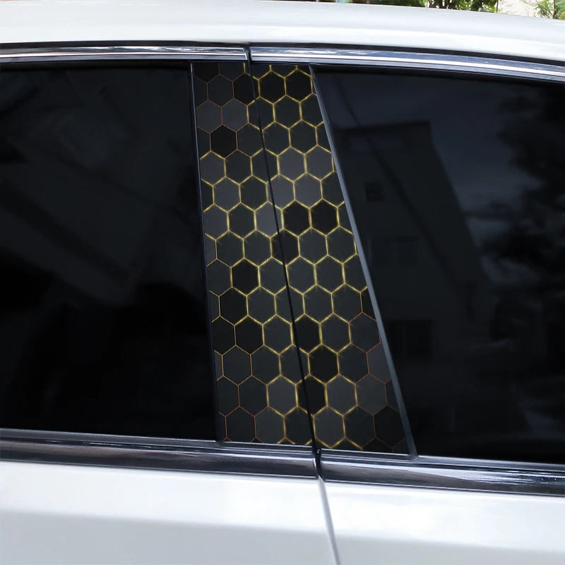 2PCS Polygon Image Decal Door Pillar Sticker Vinyl B
