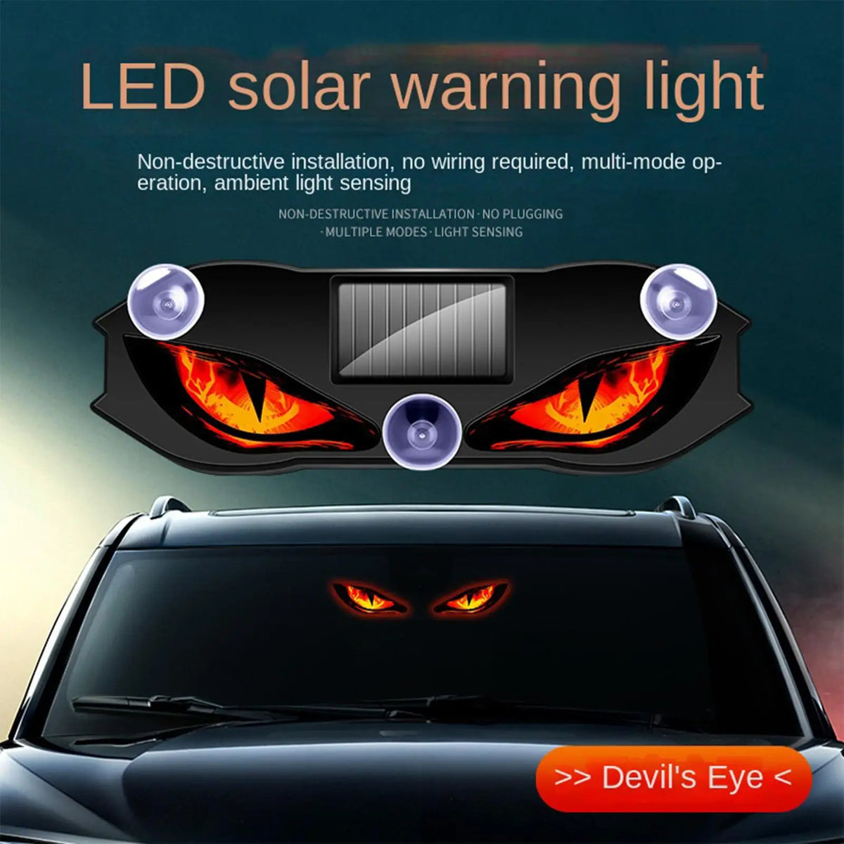 Solar Powered Neon Wireless Cool Demoneye Ambient Suction Cup