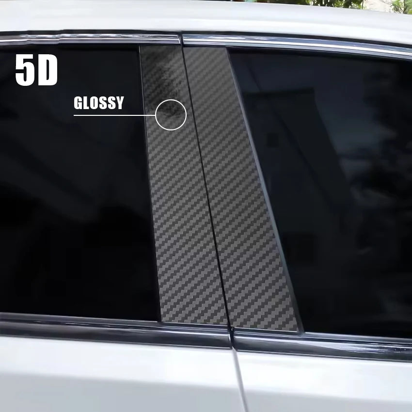 1pair 3D 5D 6D Carbon Fiber B Pillar Sticker