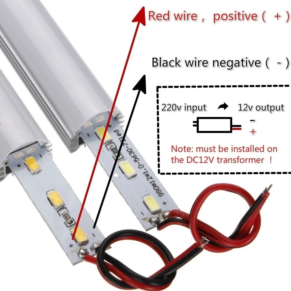 10PCS 12V 50CM Interior Bar Transparent Rigid Strip Van
